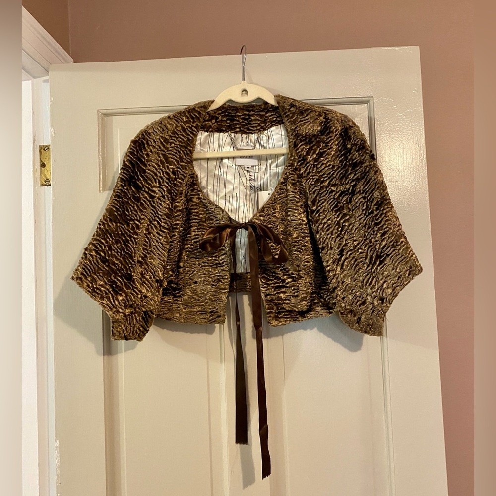 NWT Walter Baker Brown Faux Fur Bolero Jacket